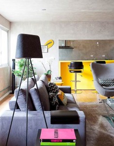 Decoración con amarillo y gris